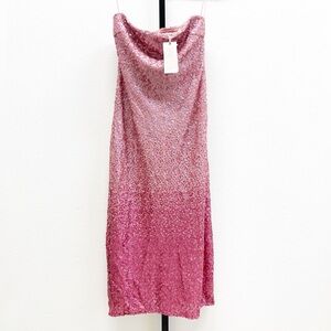 LoveShackFancy Pink Sequin Midi Dress